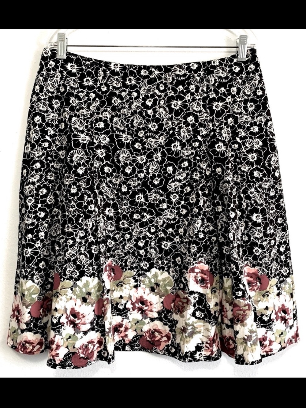Christopher & Banks Cotton Blend Floral Print Skirt